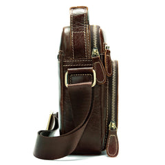 Fashion Brown Leather Men's Small Vertical Courier Bag Messenger Bag Side Bag For Men - imessengerbags