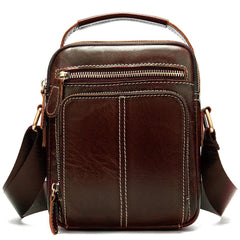 Fashion Brown Leather Men's Small Vertical Courier Bag Messenger Bag Side Bag For Men - imessengerbags