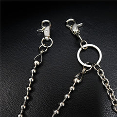Fashion Silver Mens Long Pants Chain Biker Wallet Chain Beaded Trousers Chain For Men - imessengerbags