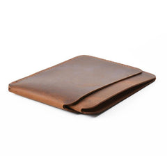Vintage Brown Leather Men's Front Pocket Wallet Black Slim Card billfold Wallet Small Wallet For Men - imessengerbags
