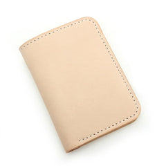 Handmade Mens Leather Vertical Beige Small billfold Wallet Slim Small Bifold Wallets for Men - imessengerbags