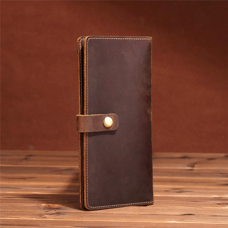 Slim Mens Leather Bifold Long Wallet Bifold Long Wallet for Men - imessengerbags
