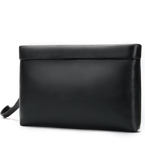 Fashion Black Leather Men's Clutch Purse Clutch Bag Wristlet Bag For Men - imessengerbags