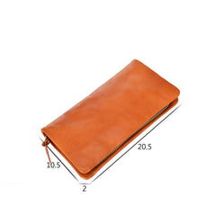Cool Leather Mens Black Slim Long Wallet Zipper Bifold Card Wallet Clutch Wallet For Men - imessengerbags