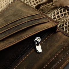 Slim Vintage MENS Leather Bifold Wallet Long and Small Wallet billfold Wallet for MEN - imessengerbags
