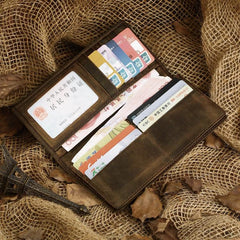 Slim Vintage MENS Leather Bifold Wallet Long and Small Wallet billfold Wallet for MEN - imessengerbags
