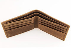 Slim Vintage MENS Leather Bifold Wallet Long and Small Wallet billfold Wallet for MEN - imessengerbags