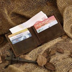 Slim Vintage MENS Leather Bifold Wallet Long and Small Wallet billfold Wallet for MEN - imessengerbags