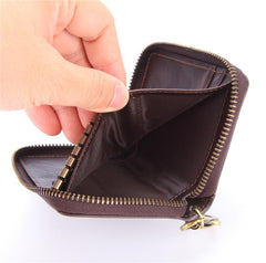 Cool Brown Leather Men's Car Key Wallet billfold Small Key Wallet For Men - imessengerbags