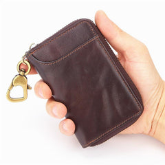 Cool Brown Leather Men's Car Key Wallet billfold Small Key Wallet For Men - imessengerbags