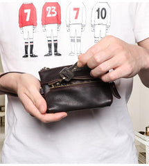 Small Leather Men's Key Wallet Car Key Holder Coin Wallet Change Holder For Men - imessengerbags