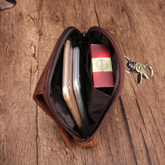 Small Mens Leather CELL PHONE HOLSTER Belt Bag Belt Pouch Waist Bag For Men - imessengerbags