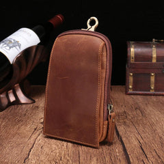Small Mens Leather CELL PHONE HOLSTER Belt Bag Belt Pouch Waist Bag For Men - imessengerbags