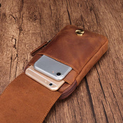 Small Mens Leather CELL PHONE HOLSTER Belt Bag Belt Pouch Waist Bag For Men - imessengerbags