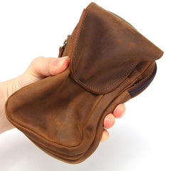 Cool Brown Leather Men's Cell Phone Holster Brown Belt Bag Belt Pouch For Men