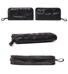 Vintage Brown Leather Men's Clutch Long Wallet Zipper Black Wristlet Wallet For Men - imessengerbags