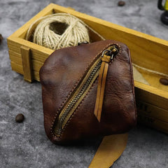 Vintage Small Leather Men's Coin Holder Change Wallet Change Holder For Men - imessengerbags