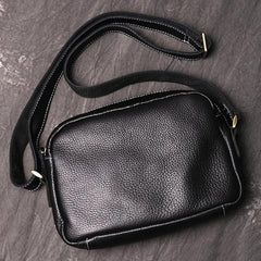 Vintage Small Brown Leather Men's Side Bag Black Courier Bag Messenger Bag For Men - imessengerbags