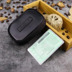 Cool Black Leather Men's Key Wallet Zipper Car Key Holder Card Wallet For Men - imessengerbags