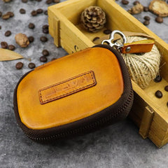 Cool Black Leather Men's Key Wallet Zipper Car Key Holder Card Wallet For Men - imessengerbags