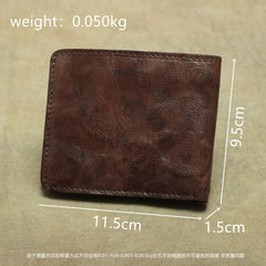 Vintage Brown Leather Men's Bifold Small Wallet Black Slim Vertical billfold Wallet For Men - imessengerbags