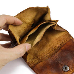 Vintage Brown Leather Men's Small Wallet Card Wallet Black billfold Front Pocket Wallet For Men - imessengerbags