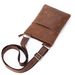 Vintage Brown Leather Men's Small Vertical Side Bag Small Messenger Bag For Men - imessengerbags