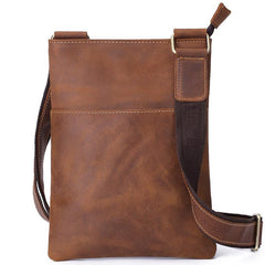 Vintage Brown Leather Men's Small Vertical Side Bag Small Messenger Bag For Men - imessengerbags
