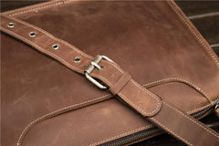 Vintage Brown Leather Men's Side Bag Coffee Courier Bag Shoulder Bag For Men - imessengerbags