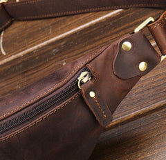 Vintage Brown Leather Men's Fanny Pack Waist Bag Brown Hip Pack Chest Bag For Men - imessengerbags