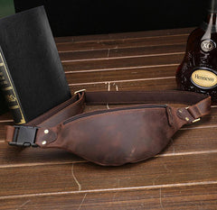 Vintage Brown Leather Men's Fanny Pack Waist Bag Brown Hip Pack Chest Bag For Men - imessengerbags