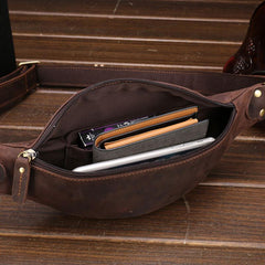 Vintage Brown Leather Men's Fanny Pack Waist Bag Brown Hip Pack Chest Bag For Men - imessengerbags