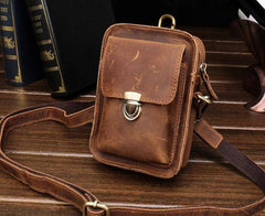 Simple Retro Leather Mens Tablet Messenger Bag Small Side Bag Messenger Bag For Men - imessengerbags