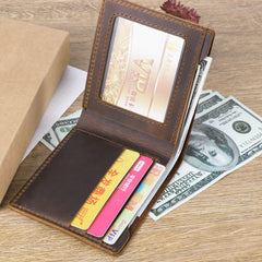 Vintage Mens Brown Leather's Bifold Small Wallet Black Front Pocket Wallet For Men - imessengerbags
