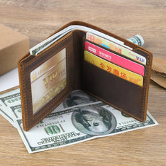 Vintage Mens Brown Leather's Bifold Small Wallet Black Front Pocket Wallet For Men - imessengerbags