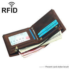 RFID Leather Mens Small Bifold Wallet billfold Wallets Front Pocket Wallets for Men - imessengerbags