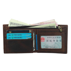 RFID Leather Mens Small Bifold Wallet billfold Wallets Front Pocket Wallets for Men - imessengerbags