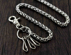 BADASS SILVER STAINLESS STEEL MENS KEY BIKER WALLET CHAIN CHAIN PANTS CHAIN WALLET CHAIN FOR MEN