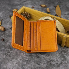 Vintage Leather Men's Bifold Small Wallet Front Pocket Wallet billfold Wallet For Men - imessengerbags