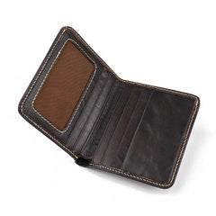Vintage Leather Men's Bifold Small Wallet Front Pocket Wallet billfold Wallet For Men - imessengerbags