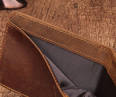 Simple Vintage Mens Leather Small Wallet Bifold billfold Wallet for Men - imessengerbags