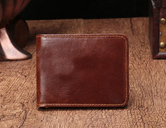 Simple Vintage Mens Leather Small Wallet Bifold billfold Wallet for Men - imessengerbags