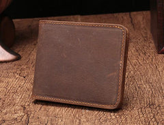 Simple Vintage Mens Leather Small Wallet Bifold billfold Wallet for Men - imessengerbags