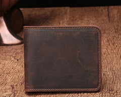 Simple Vintage Mens Leather Small Wallet Bifold billfold Wallet for Men - imessengerbags