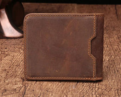 Simple Vintage Mens Leather Small Wallet Bifold billfold Wallet for Men - imessengerbags