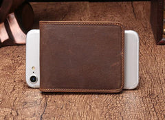 Simple Vintage Mens Leather Small Wallet Bifold billfold Wallet for Men - imessengerbags