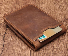Simple Vintage Mens Leather Small Wallet Bifold billfold Wallet for Men - imessengerbags