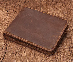 Simple Vintage Mens Leather Small Wallet Bifold billfold Wallet for Men - imessengerbags