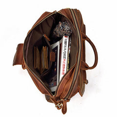 Vintage Leather Briefcase Handbag 14inch Laptop Bag Business Bag Shoulder Bags For Men - imessengerbags