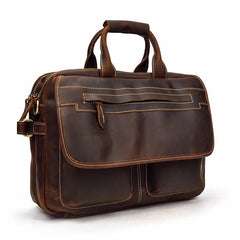 Vintage Leather Briefcase Handbag 14inch Laptop Bag Business Bag Shoulder Bags For Men - imessengerbags